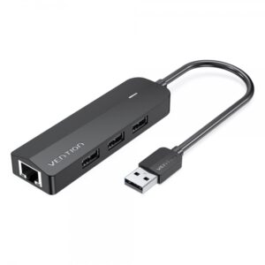 vention hub 5 en 1 usb 2.0 a 3xusb2.0/microusb/rj45 0.15m color negro