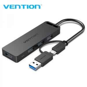 vention hub 5 en 1 usb 3.0 y usb c a 4xusb/usb c pd 0.15m color negro
