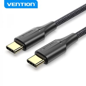 vention cable usb c macho a usb c macho 3a 60w led 0.5m algodon trenzado negro