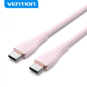 vention cable usb c macho a usb c macho 1m 5a 100w 480mbps color rosa silicona