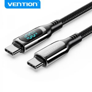 vention cable usb c macho a usb c macho 1.2m 5a pd100w con pantalla led color negro