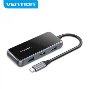 vention hub 5 en 1 usb c a usb3.0*4/pd 0.15m color gris piano