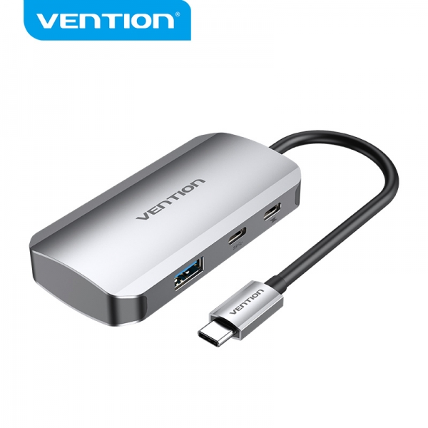 vention hub 5 en 1 usb c a 3xusb3.0/usb c gen1/pd100w 0.15m color gris