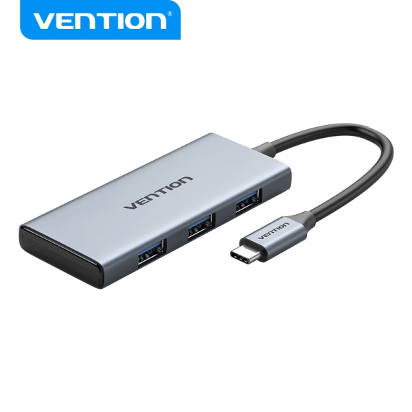 vention docking station 6 en 1 usb c a hdmi 4k/3xusb 3.0/lector sd/microsd 0.15m color gris