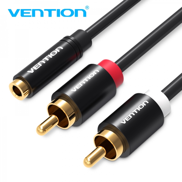 vention cable estereo jack 3.5 hembra a 2x rca macho 1m color negro