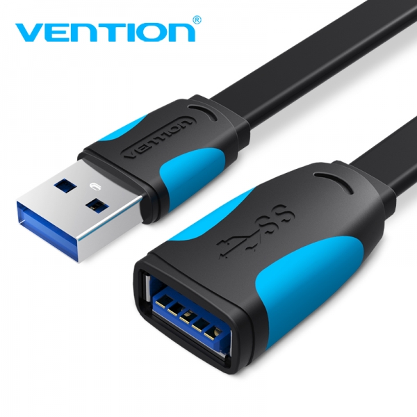 vention cable alargador plano usb 3.0 macho a usb hembra 2m color negro y azul