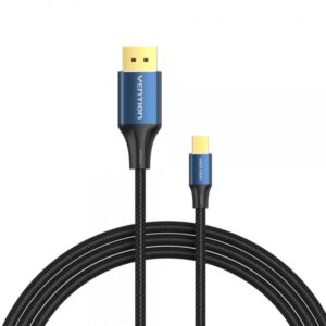 vention cable conversor displayport macho a mini displayport macho 1.4 8k 2m color negro y azul
