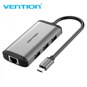 vention docking station 6 en 1 usb c a hdmi 4k/3xusb3.0/rj45/pd87w 0.15m color gris