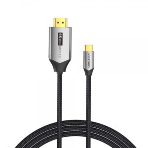 vention cable usb c macho a hdmi 2.0 macho 4k 1.5m algodon trenzado aluminio negro
