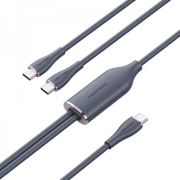 vention cable usb c macho a 2xusb c macho 5a 100w 480mbps 1.5m color blanco