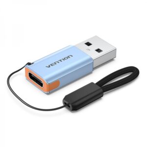 vention adaptador usb 3.1 macho a usb c hembra con lanyard aluminio gris