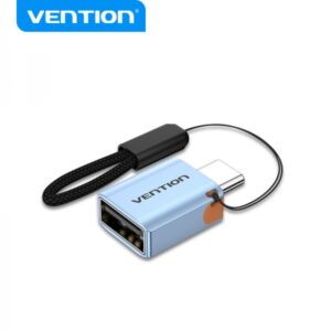 vention adaptador usb3.1 tipo c macho a usb hembra otg con lanyard aluminio gris