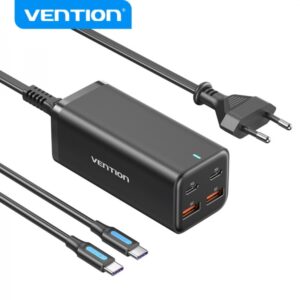 vention cargador gan portable 4 puertos sobremesa pd100w kit cable eu color negro