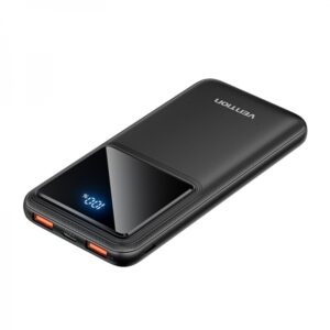 vention bateria powerbank 10000mah 22.5w usb (c+a+a) con pantalla led color negro