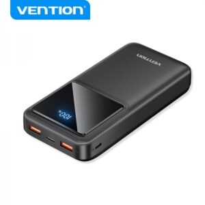vention bateria powerbank 20000mah 22.5w usb (c+a+a) con pantalla led color negro