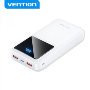 vention bateria powerbank 20000mah 22.5w usb (c+a+a) con pantalla led color blanco