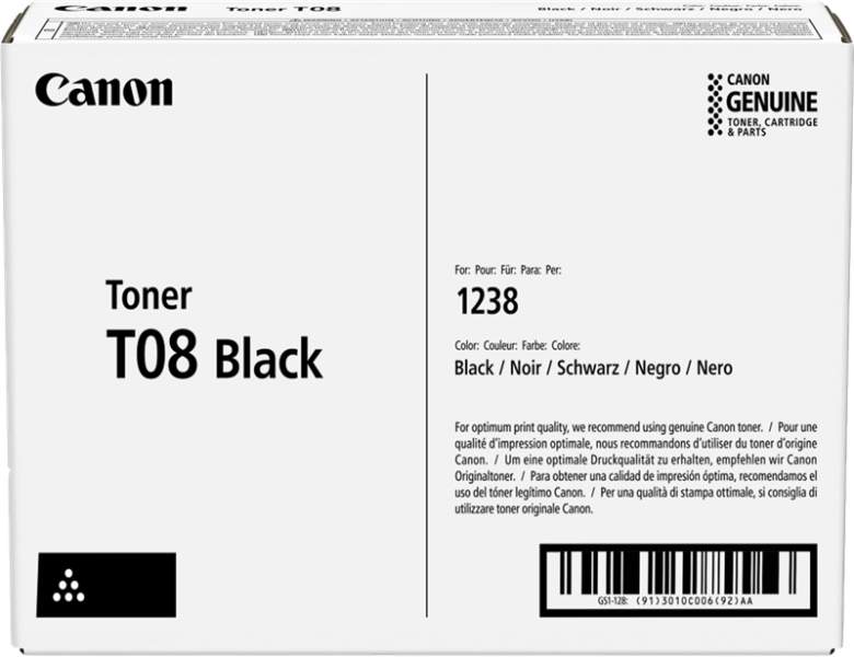 canon t08 negro cartucho de toner original 3010c006