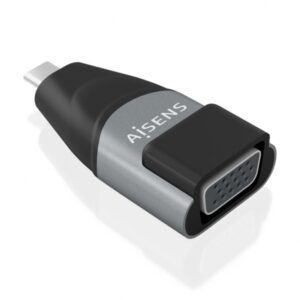 aisens conversor usb c a vga de aluminio transmision de señales usb a vga resolucion 1920×1200@60hz compatible con macbook pro y chromebook color gris