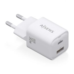 aisens cargador gan usb c 30w alta eficiencia energetica diseño elegante y moderno tecnologia ai carga rapida y segura proteccion contra sobrecarga y cortocircuito