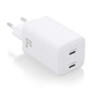 aisens cargador gan usb c 65w alta eficiencia energetica tecnologia ai multiples protecciones carga rapida y segura compatible con pd3.0 y otros protocolos 2 puertos usb c