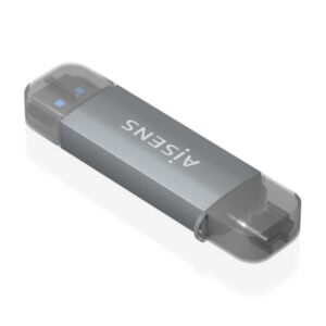 aisens lector de tarjetas usb c y usb a compatible con sd, micro sd, mmc, rs mmc soporta usb 3.1 gen1 compatible con windows y mac os color gris