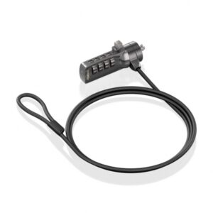 aisens cable de seguridad de acero con cerradura de combinacion compatible con kensington lock bloqueo de 4 digitos revestimiento de vinilo ideal para ordenadores y portatiles color negro
