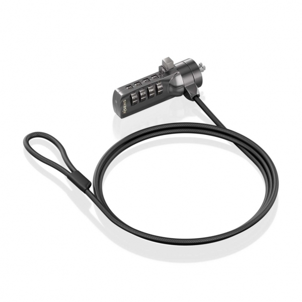 aisens cable de seguridad de acero con cerradura de combinacion compatible con kensington lock bloqueo de 4 digitos revestimiento de vinilo ideal para ordenadores y portatiles color negro