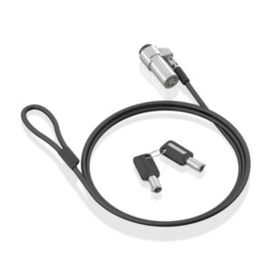 aisens cable de seguridad de acero con cerradura de llave compatible con ranura nano 2.5x6mm revestimiento de vinilo color negro