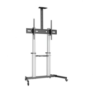 aisens pro soporte de suelo con ruedas para tv 60” 100” aluminio alta resistencia vesa maximo 1000x600mm carga maxima 100kg inclinacion 10º/+5º altura ajustable color negro/plata