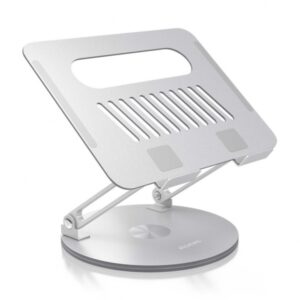 aisens soporte sobremesa xl giratorio y ajustable para portatil o tablet aleacion de aluminio rotacion 360° plegable y compacto antideslizante compatible 10 17" color plata