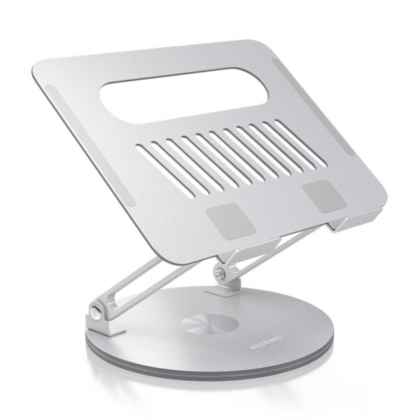 aisens soporte sobremesa xl giratorio y ajustable para portatil o tablet aleacion de aluminio rotacion 360° plegable y compacto antideslizante compatible 10 17" color plata