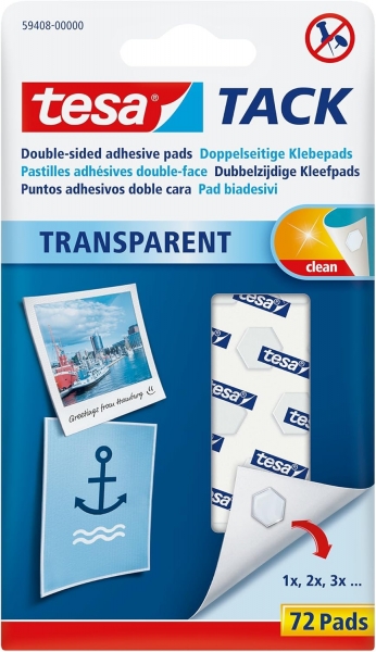 tesa tesatack pack de 72 puntos adhesivos de doble cara fuertes y limpias transparentes