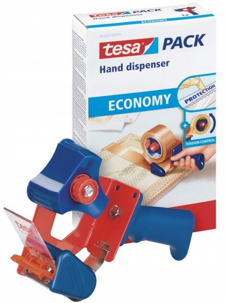 tesa 6300 economy precintadora para rollos de hasta 50mm tension ajustable manualmente color rojo/azul