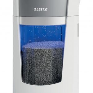 leitz iq optimax office 550 destructora de papel manual din p5 destruye hasta 10 hojas tiempo de funcionamiento continuo 120m papelera de 35l con tecnologia de giro color blanco/gris