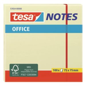 tesa notes bloc de 100 notas adhesivas 75x75mm sin disolventes reposicionables color amarillo