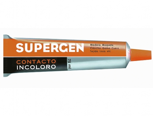 supergen contacto pegamento incoloro 75ml secado rapido no contiene tolueno resistencia al envejecimiento y a los rayos uv