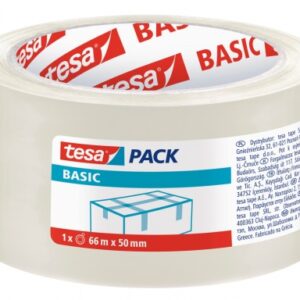 tesa basic precinto de embalar 50mm x 66 metros fabricado en polipropileno adhesivo ecologico transparente