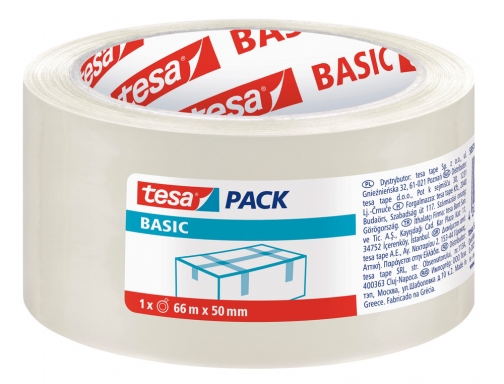 tesa basic precinto de embalar 50mm x 66 metros fabricado en polipropileno adhesivo ecologico transparente