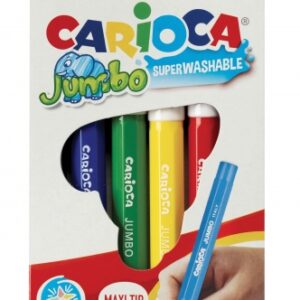 carioca pack de 6 rotuladores jumbo cuerpo octogonal maxi tinta superlavable punta maxi 6mm bloqueada tapa ventilada color varios