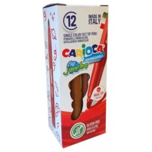 carioca jumbo rotulador cuerpo octogonal maxi tinta superlavable punta maxi 6mm bloqueada con tapa ventilada color marrón