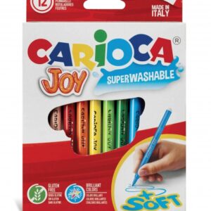 carioca joy pack de 12 rotuladores tinta superlavable punta fina 2.8mm punta bloqueada tapa ventilada color varios