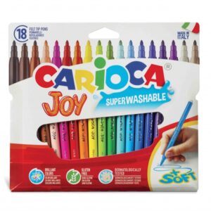 carioca joy pack de 18 rotuladores tinta superlavable punta fina 2.8mm bloqueada tapa ventilada color varios