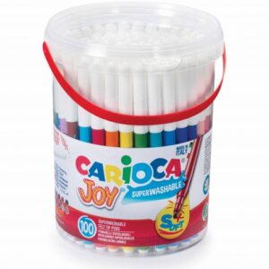 carioca joy pack de 100 rotuladores tinta superlavable punta fina 2.8mm y bloqueada tapa ventilada color varios