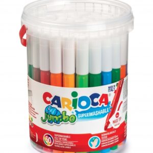 carioca jumbo pack de 50 rotuladores cuerpo octogonal maxi tinta superlavable punta maxi 6mm bloqueada tapa ventilada color varios