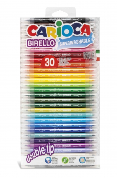 carioca birello pack de 30 rotuladores edicion especial doble punta fina y media tinta superlavable no toxica lavable de la piel y tejidos con agua color varios