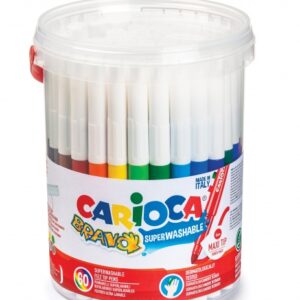 carioca bravo pack de 60 rotuladores cuerpo octogonal maxi tinta superlavable punta maxi 6mm bloqueada tapa ventilada color varios