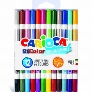 carioca bicolor pack de 12 rotuladores dos colores por rotulador tinta superlavable punta conica para doble trato de escritura color varios
