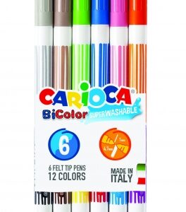 carioca bicolor pack de 6 rotuladores dos colores por rotulador tinta superlavable punta conica para doble trato de escritura color varios