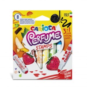 carioca pack de 8 rotuladores perfumados doble punta tinta perfumada y lavable aromas naturales libre de sustancias alergenicas punta bloqueada y conica para doble trazo color varios