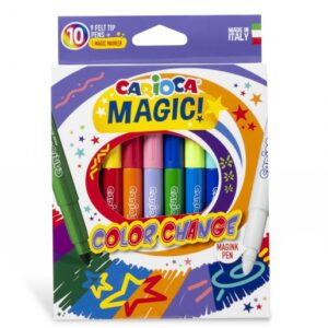 carioca color change pack de 10 rotuladores tinta magica cambia de color incluye rotulador magink para dos colores punta maxi bloqueada con tapa ventilada color varios